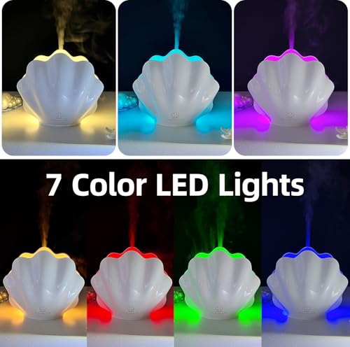 Essential Oil Diffuser 260ML, Shell Aroma Diffuser with Remote Control, 7 Colors LED Night Light for Bedroom Home Relaxati...