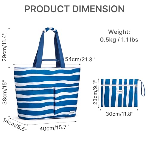 G4Free Beach Bags for Women Sandproof Foldable Beach Bag Tote with Waterproof Compartment Pool Travel