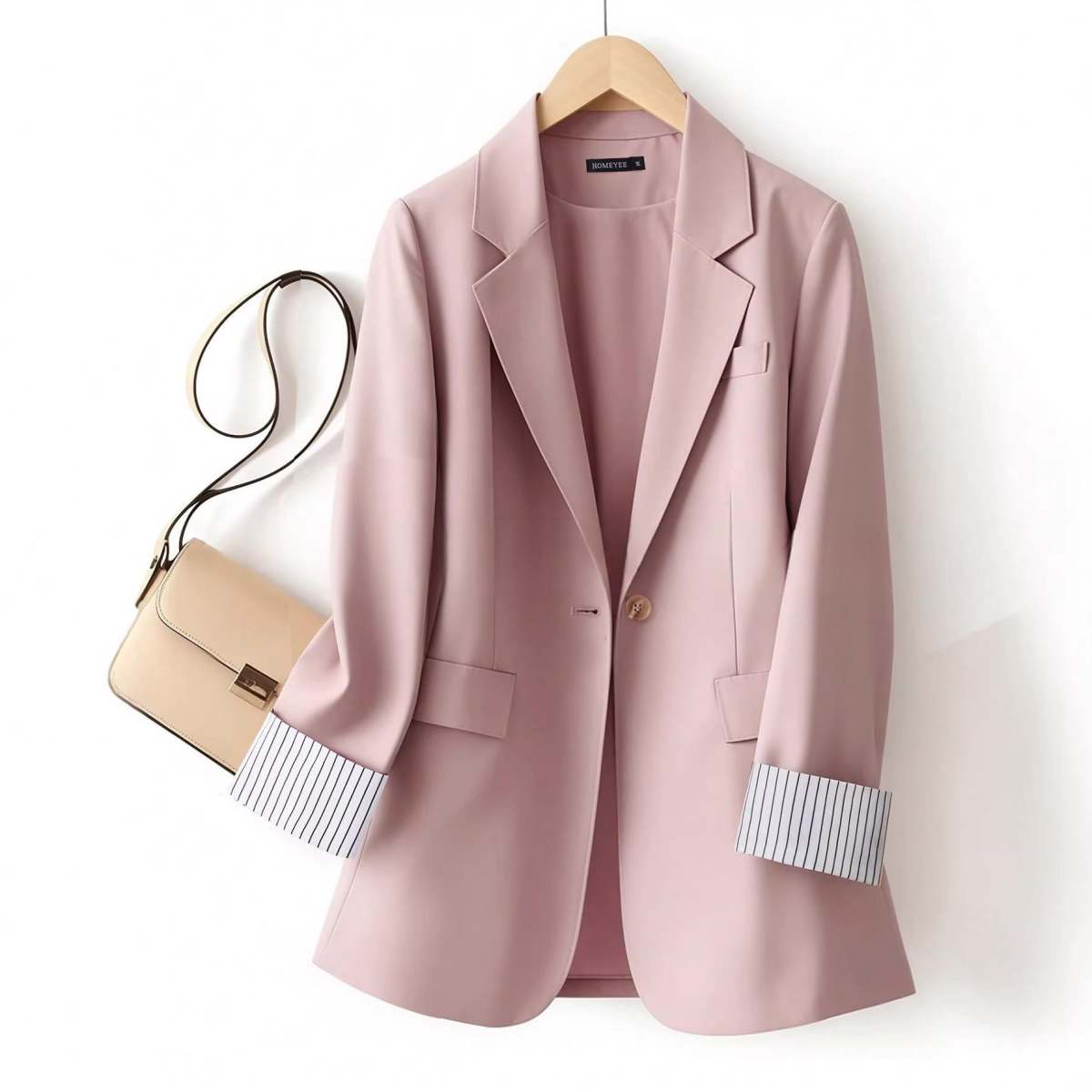 Womens Korean-style Slim-fit Single-breasted Suit Jacket