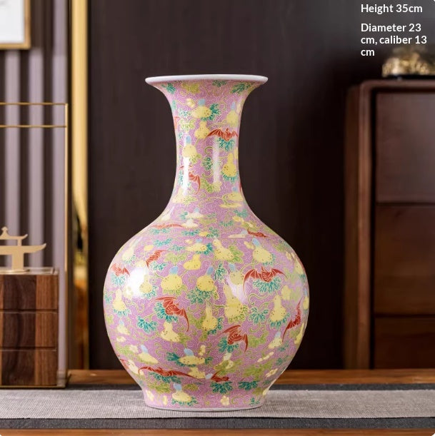 Porcelain Famille-Rose Luminous Vase Gift Modern Home Decor