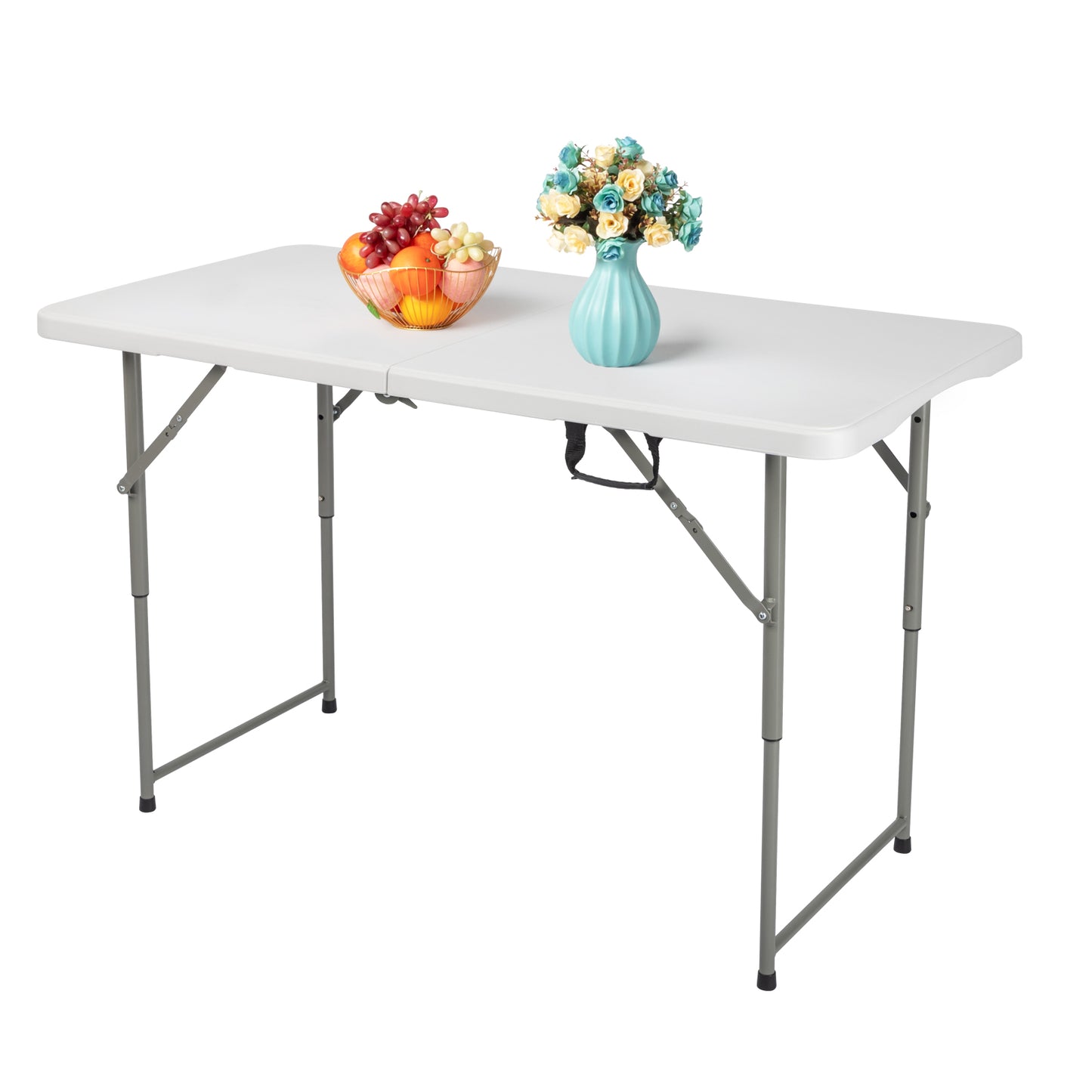 4 FT Folding Camping Table Plastic Picnic Table Office Table For Parties Wedding Camping Office With Carrying Handle