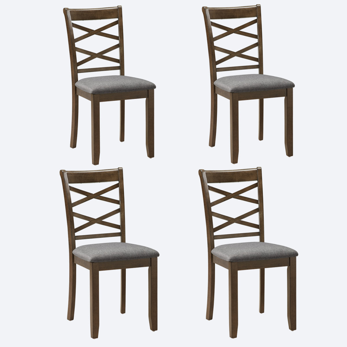 Dining Chairs Only, Wooden Dining Chairs Set of 4, Kitchen Chair with Padded Seat, Upholstered Side Chair for Dining Room, Living Room, Walnut