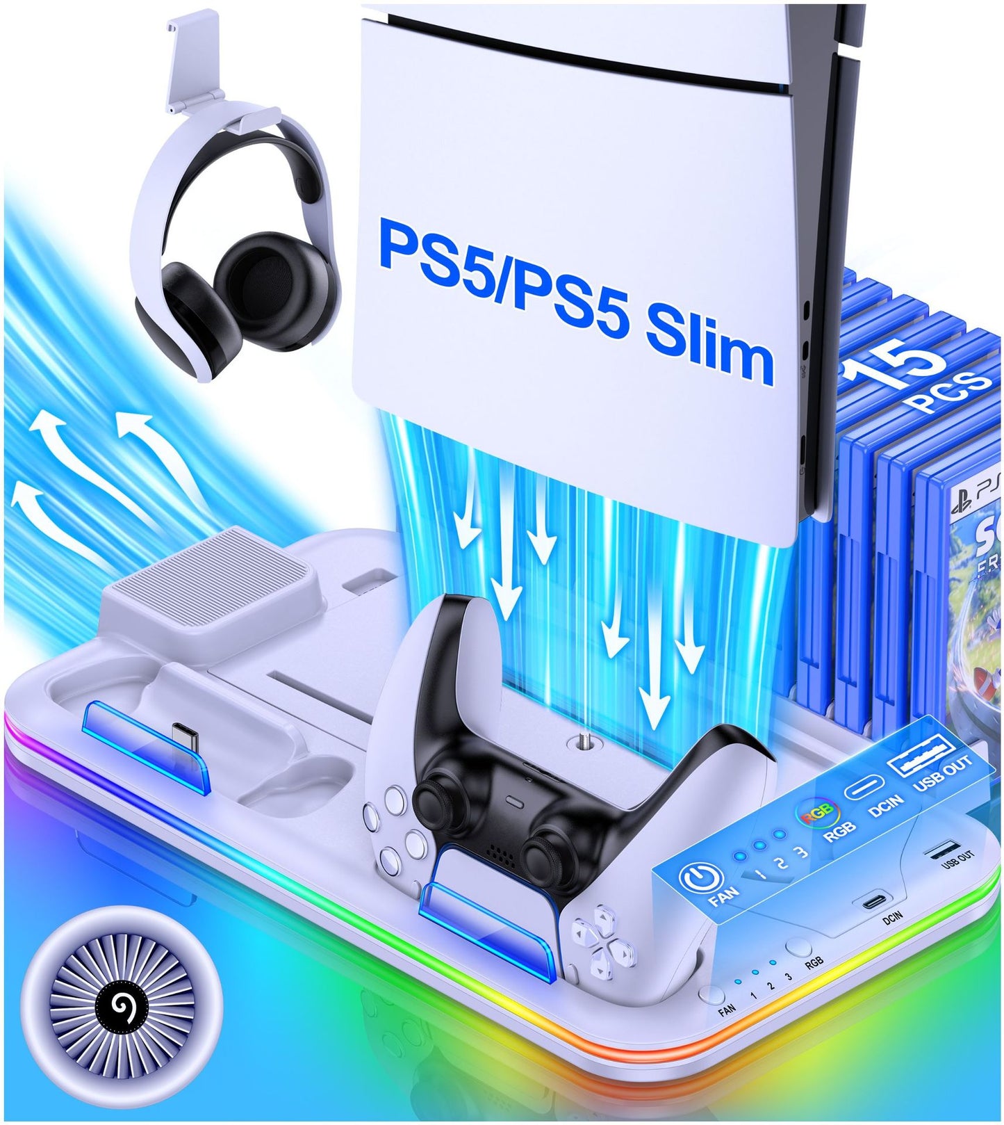 Slim Stand PS5 Controller Cooling Station