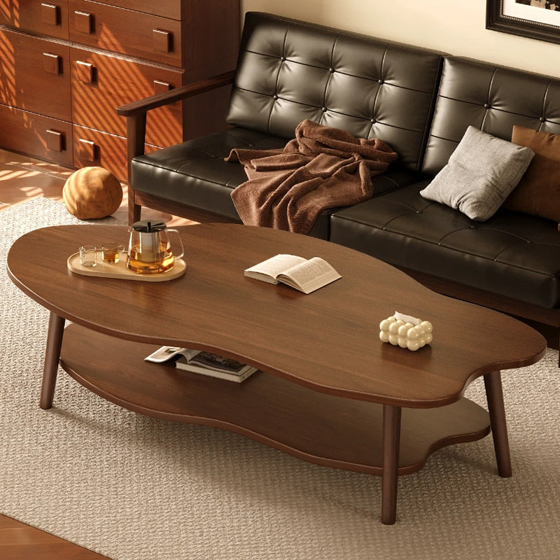 2 Layer Coffee Table Tea Table Cloud Modern Living Room Desk W  Storage Shelf UK