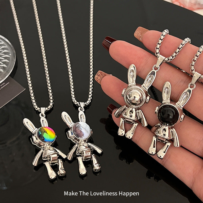Movable Mechanical Rabbit Necklace Men's Hip Hop Fashion Accessories Women's Niche Design Sense Ins Couple Sweater Sweater Chain