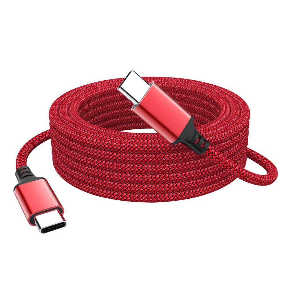 Extended PD Charging And Data Cable With Dual Type-C Connectors