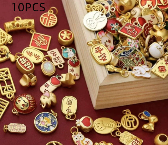Handmade DIY Vintage Oil-drop Alloy Matte-gold Accessories Alluvial Gold Jewelrybracelet And Pendant