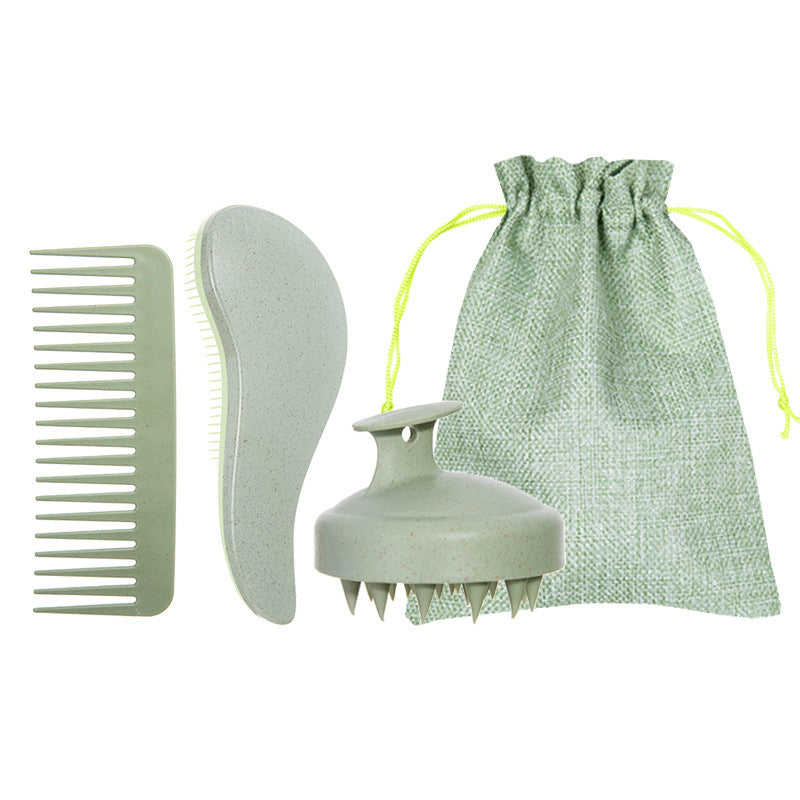Wheat Straw Straight Hair Comb Five-Piece Styling Set