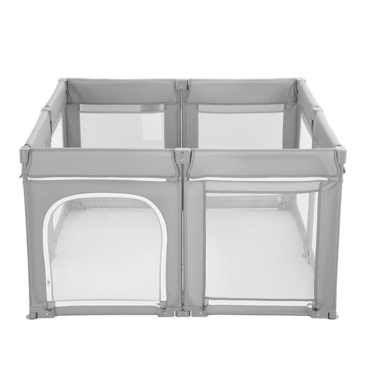 Baby Playpen, 47.2″ X 47.2″ Foldable Toddlers Playpen, Indoor/Outdoor Baby Fence Play Yard With Zippered Door & Soft Breathable Mesh, No-Gap Toddlers Activity Center For 6 -24 Months Babies