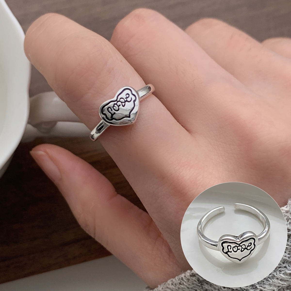 Korean Style Graffiti Adjustable Ring Women Fashion Irregular Finger Ring