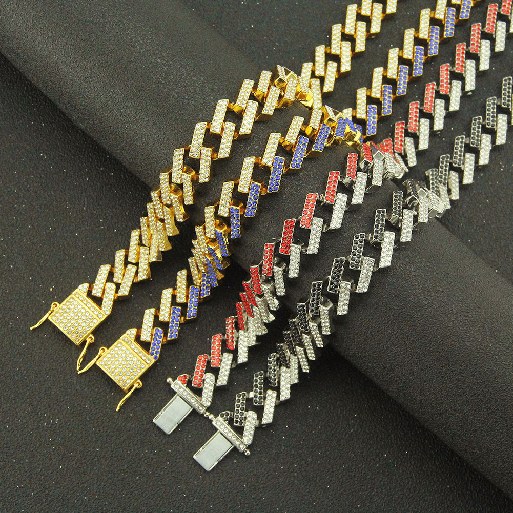Hip Hop Ear Accessories Full Diamond Color Diamond Iron Button Necklace