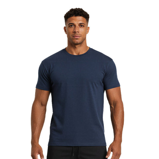 Mens Short-sleeve Quick-drying Breathable Fitness Top With A Turn-down Collar And High Elasticity