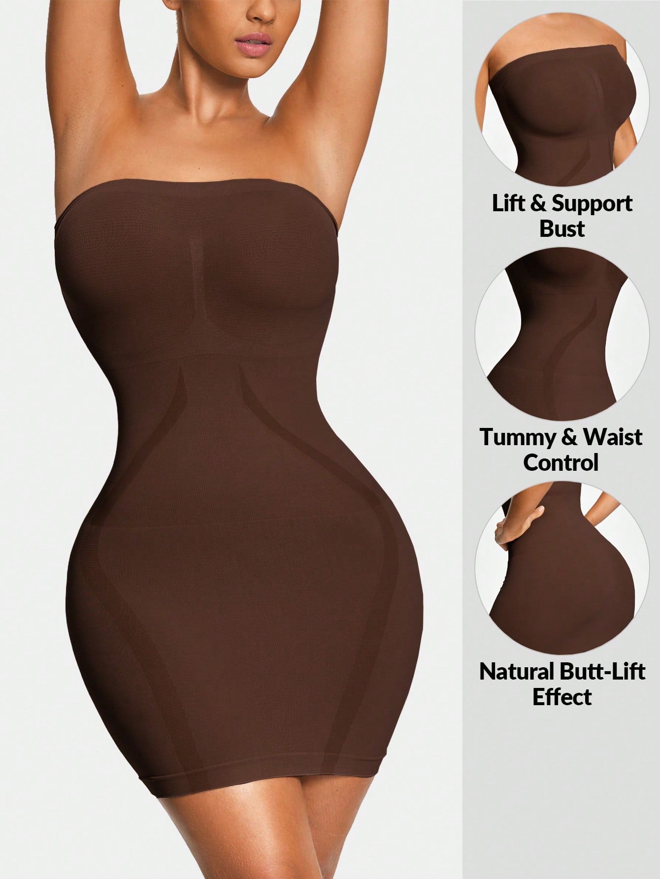 Strapless Full Body Shapewear Dress - Bust Lift, Tummy Control & Natural Butt Enhancement