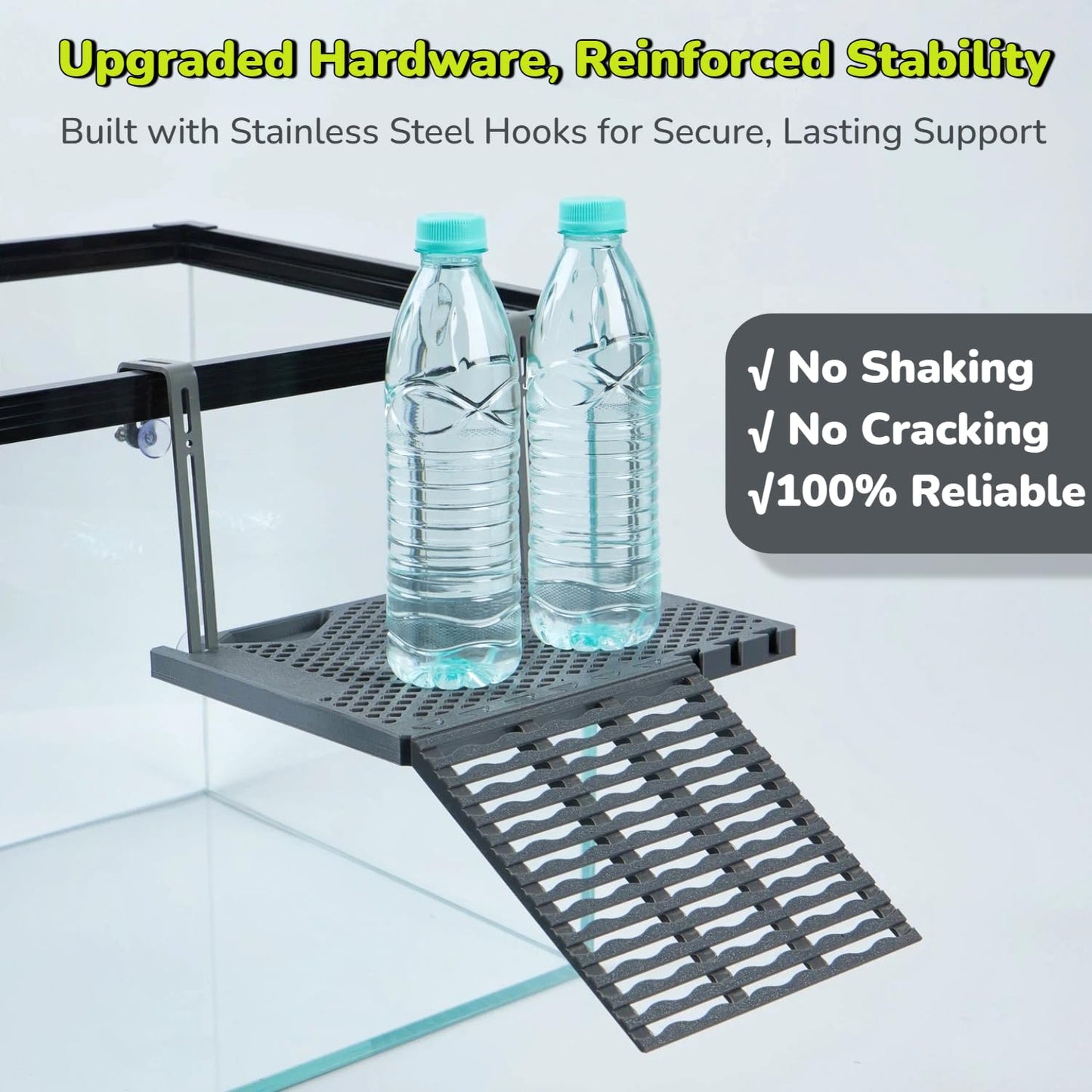 Hanging Turtle Basking Platform With Built-in Food Tray, Zero Zip-Tied, Non-Slip Ramp Terrace, Resting Turtles Dock, For 25-75 Gallon Aquariums Frog Turtle Turtle Tank Accessories