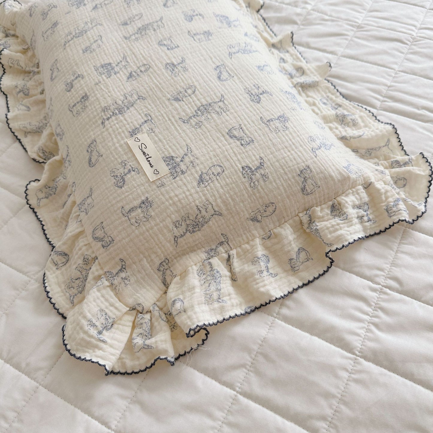 Korean-style Floral Cotton Gauze Pillowcase