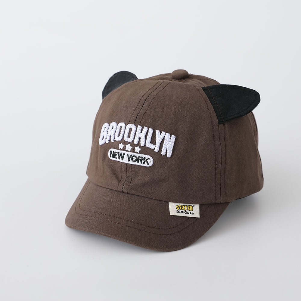 Solid-color Three-dimensional Multi-letter Embroidered Adjustable Cartoon Ears Cute And Casual Children's Baseball Cap Suitable For Outdoor Sports And Daily Use