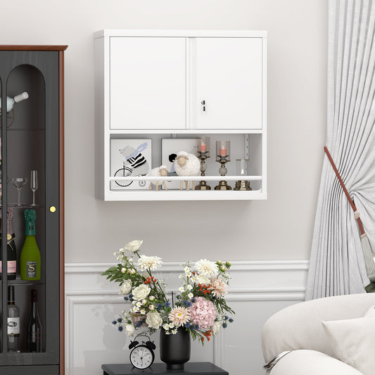 Tall 2-Door Metal Storage Cabinet With Adjustable Shelves, Steel Kitchen Pantry Cabinet For Kitchen, Living Room, Dining Room & Office