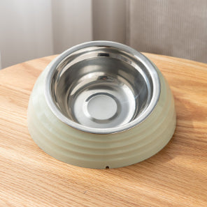 Non-slip Pet Bowl Set-Feeder + Stainless Steel Bowl-Green-1 set