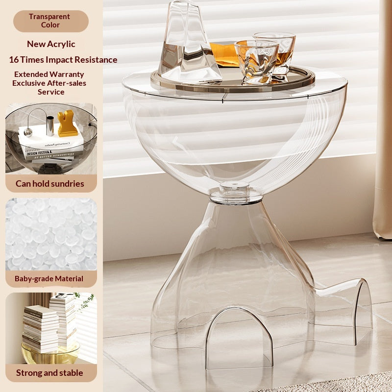 Transparent Floor-to-ceiling Teddy Bear Sofa Living Room Mobile Bedside Table Small Internet-famous Coffee Table