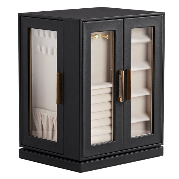 Four Sides With Storage, 5 Drawers That Can Rotate. Black Cabinet Body,   Velvet Fabric. Necklace Box.