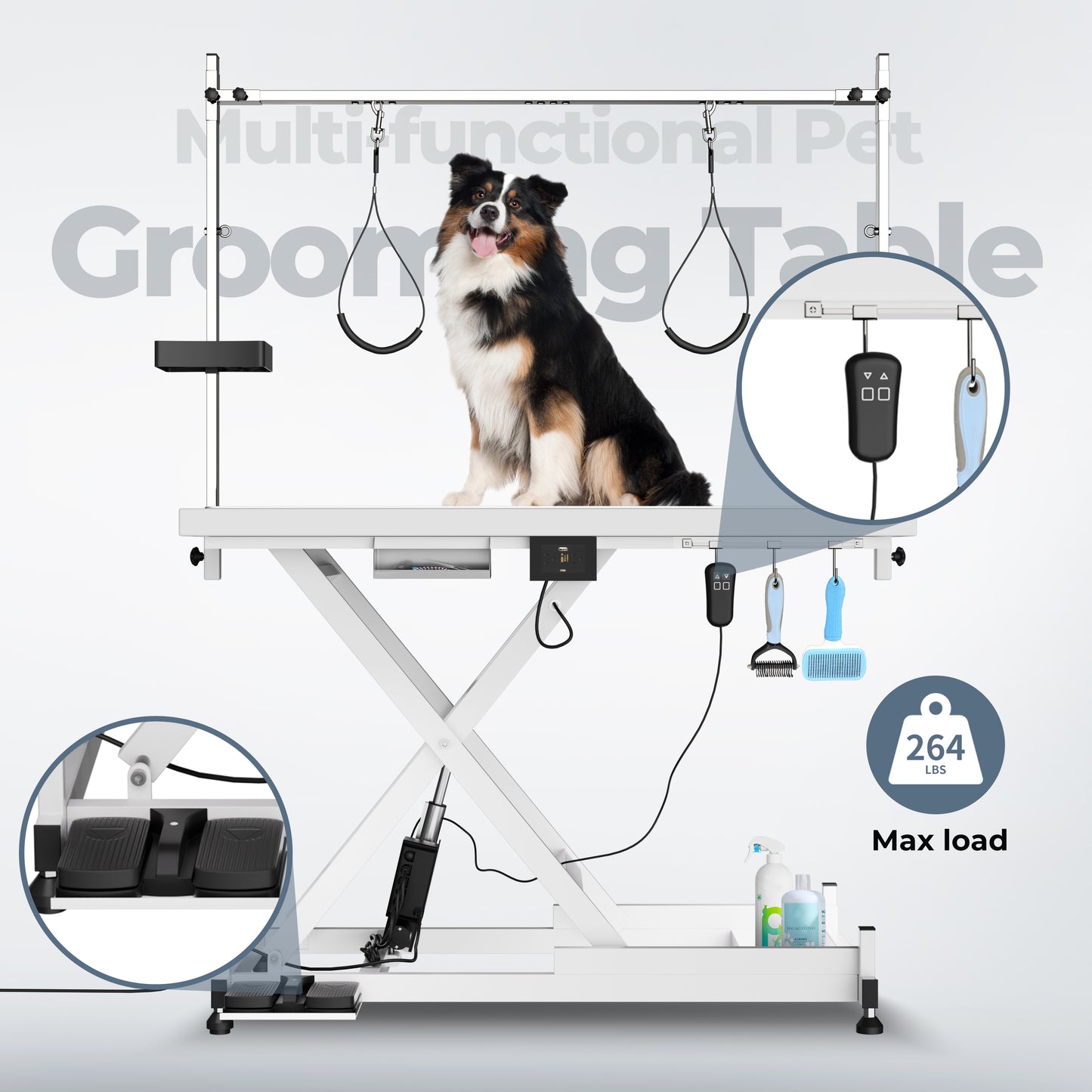 Update Electric Pet Grooming Table, 110V 220V Professional Groomer Recommend Super Deluxe Electric Pet Grooming Table, Height Adjust From 8 Up To 36inch WHITE COLOR
