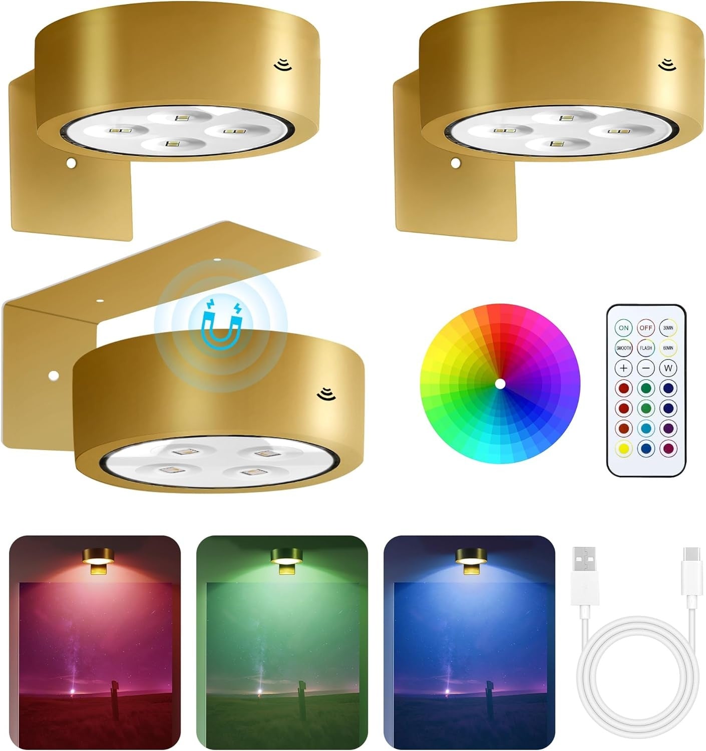 Color-Adjustable RGB Wardrobe Charging Remote-Controlled Night Light