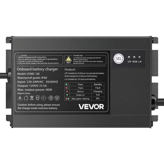 1-Bank 5A 12V Smart Marine Battery Charger Onboard IP68 Waterproof Boat RV Yacht