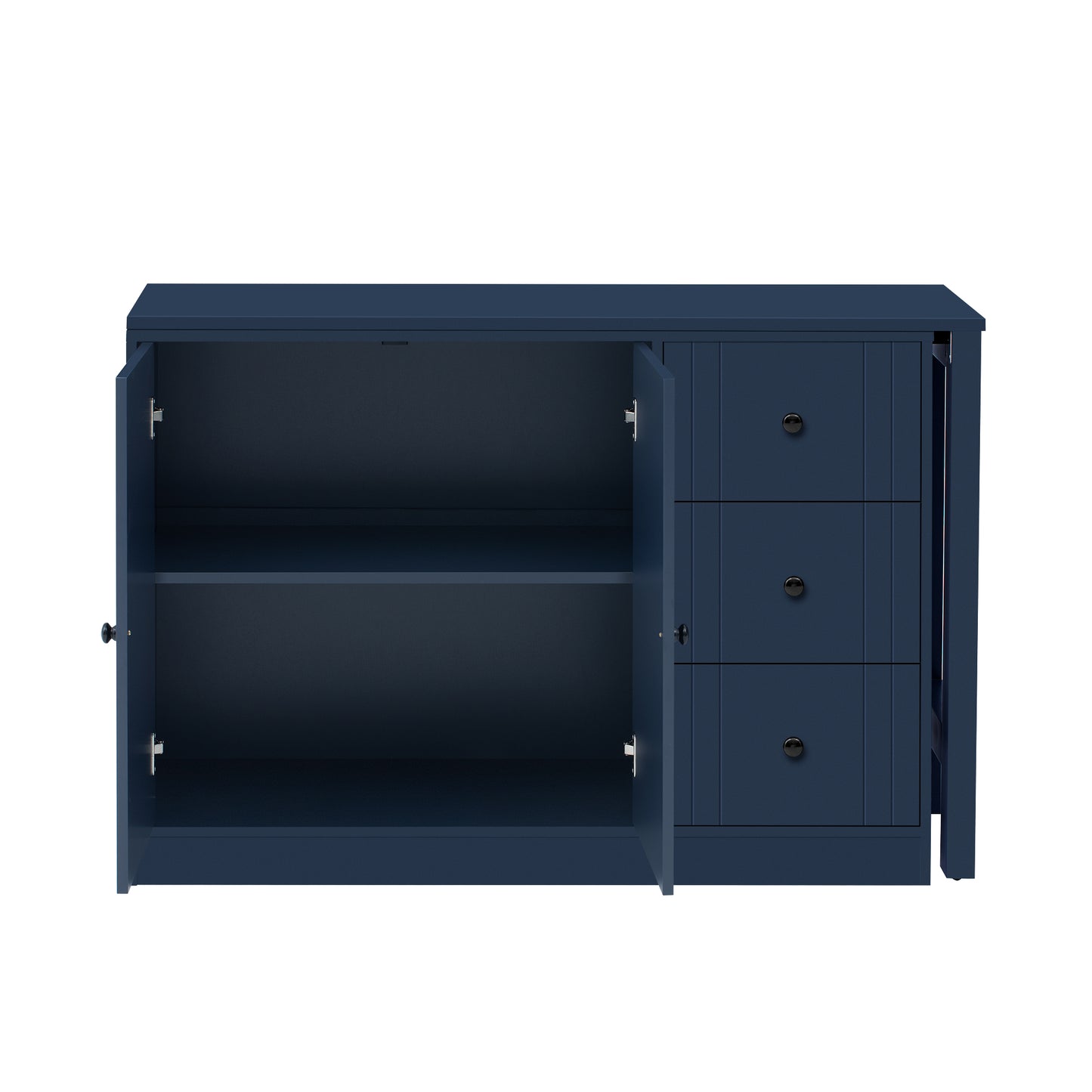 U STYLE 89.7 Wooden Sideboard With Extendable Table Multifunctional Storage Cabinet With 2 Doors And 3 Drawers For Living Room Study Foyer And Kitchen