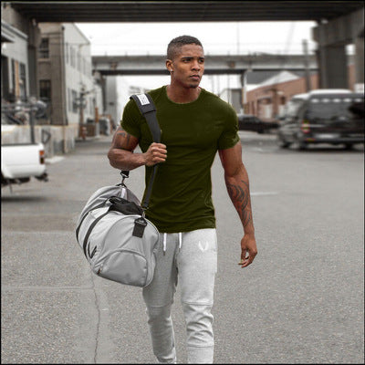 Solid Color Fitness Men's Round Neck Sports Short Sleeve