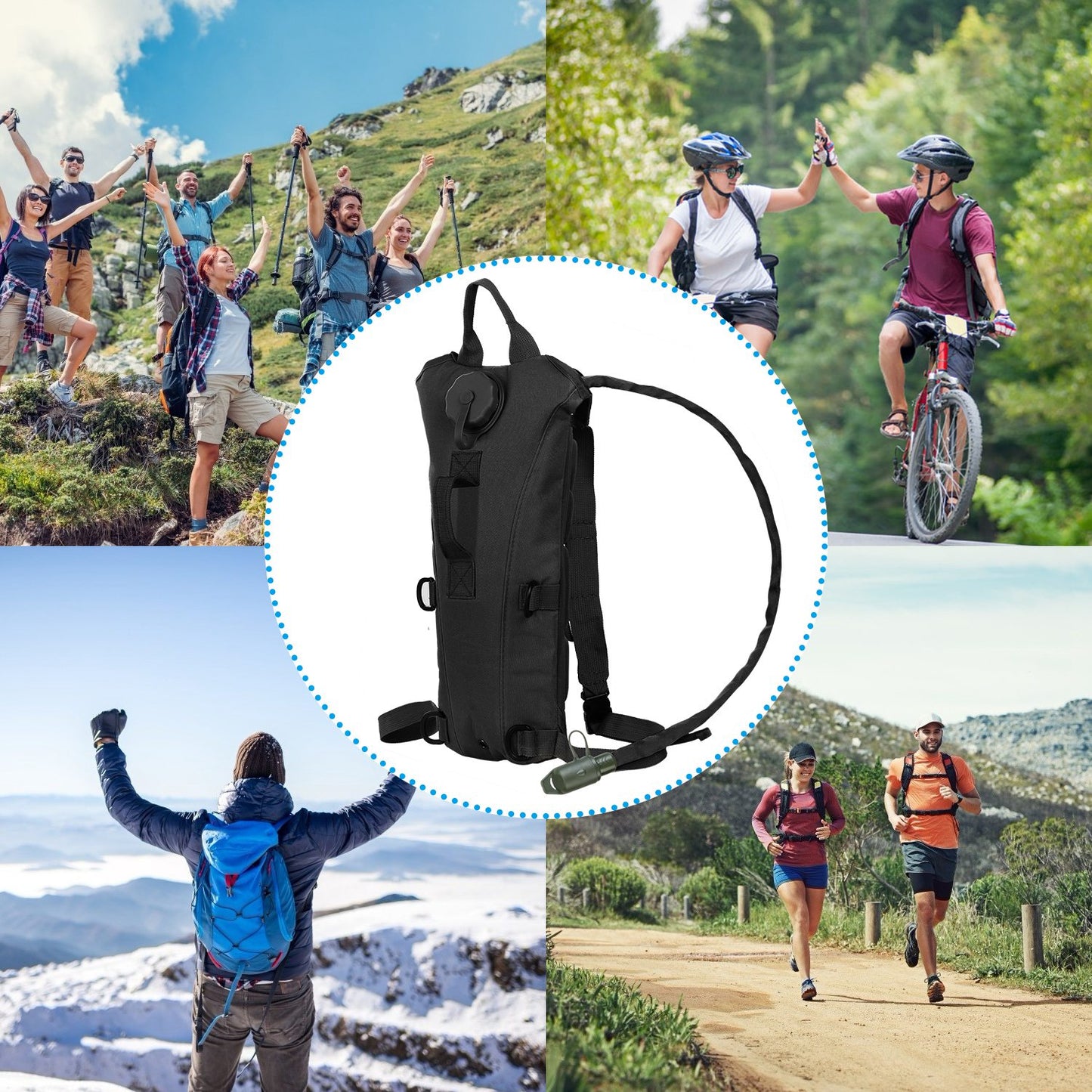 1Pc 3L Tactical Hydration Pack  Water Bladder Adjustable Water Drink Backpack For Hiking Cycling Climbing Running
