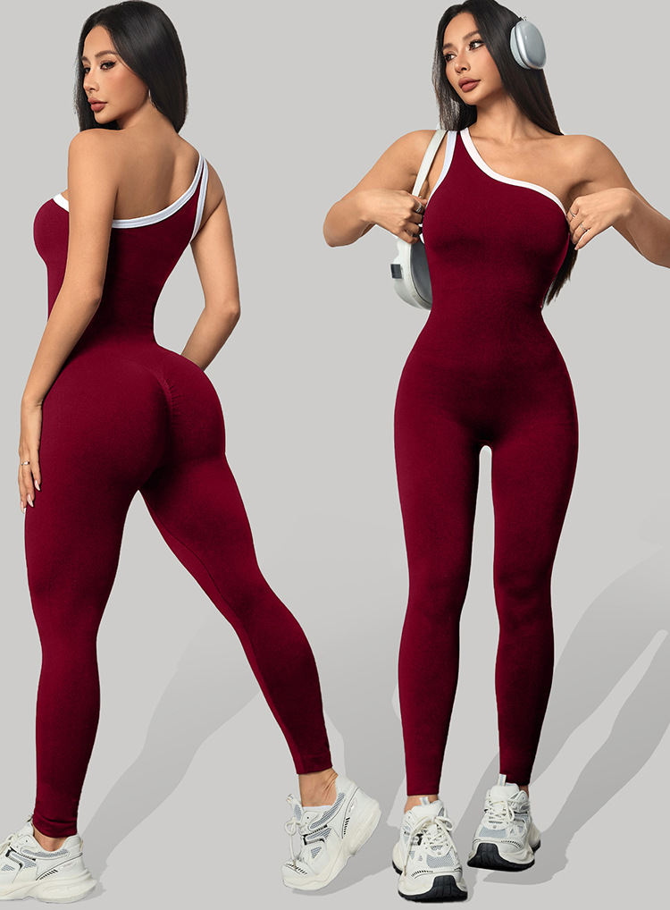 Seamless One-piece Womens Athletic Fitness Jumpsuit