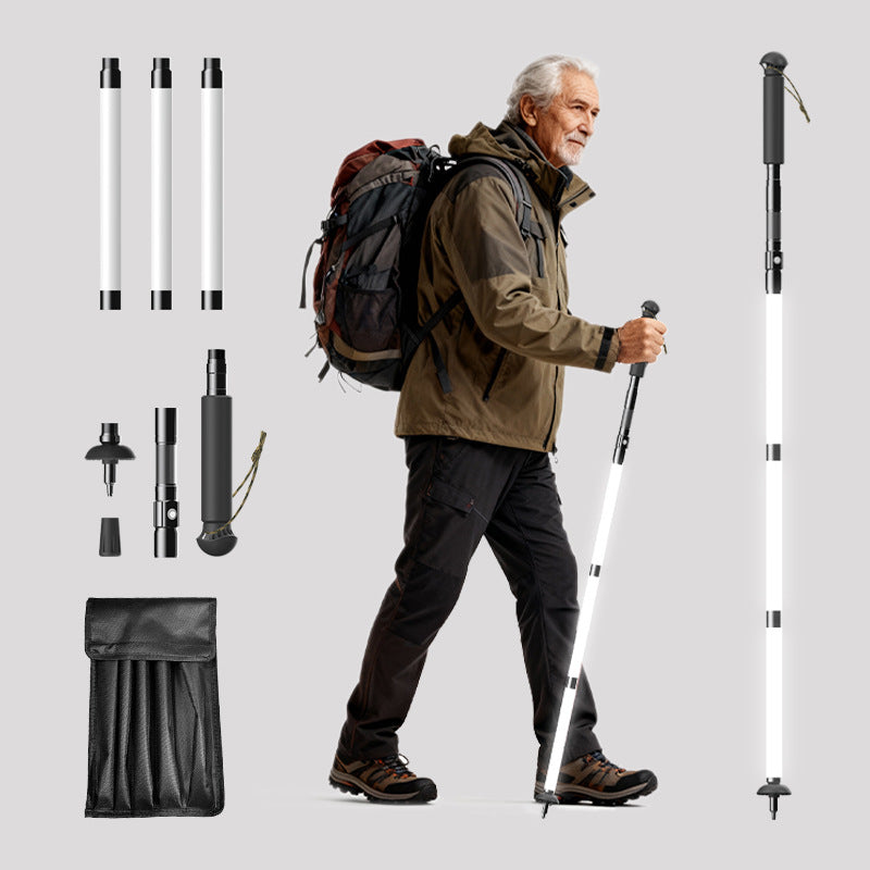 Aluminum Alloy Foldable Portable Charging Illuminated Hiking Pole With Built-in Lighting Function