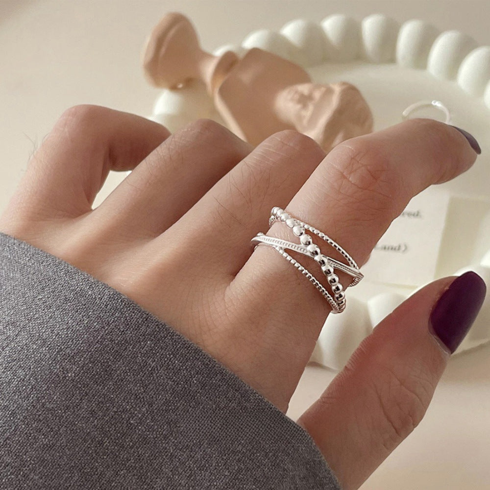 Ladies Retro Korean 925 Sterling Silver Plain Stackable Ring