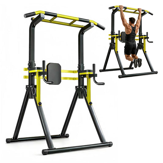 Power Tower Pull Up Bar Station, 10-Level Adjustable Height Dip Station, Heavy-duty Frame Structure,Multi-Functional Home Gym Strength Training Equipment