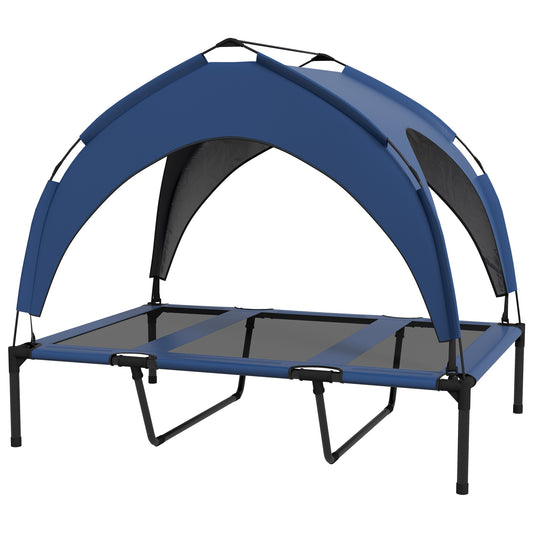 PawHut Cooling Raised Pet Bed W/ Washable Breathable Mesh, For Large Dogs, 106 X 76 X 94cm - Dark Blue
