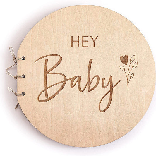 Baby Shower Guest Book,40 Pages Hey Baby Shower Sign In Guest Book With Watercolor Design, Baby Shower Guest Book Alternatives Girl Boy, Wood Guestbook Keepsake Gift For New Parents