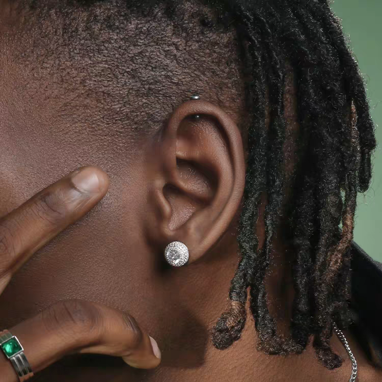 1 Pair Hip Hop Wedding  Zircon Stud Earrings,Sparkling,Unisex,Daily Accessories And Women's Jewelry