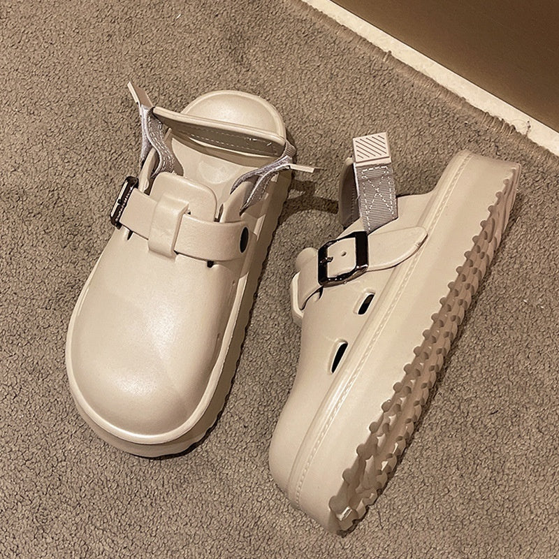 Womens Office Worker Lazy Shoes Height-Enhancing Closed-Toe Sandals
