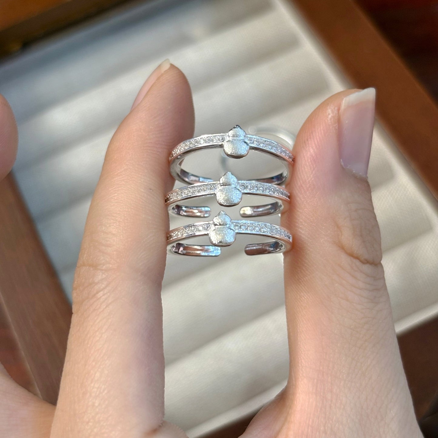1pc 999 Sterling Silver Matte Gourd Zircon Open Ring, Elegant Chinese Style, Perfect For Daily, Dating & Gifting, Ideal Valentine's Gift
