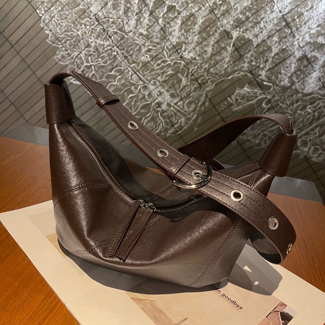 New Top-layer Cowhide Dumpling Bag, High-end Unique Genuine Leather, Light Luxury Fashion, Shoulder, Crossbody, And Underarm Bag For Women