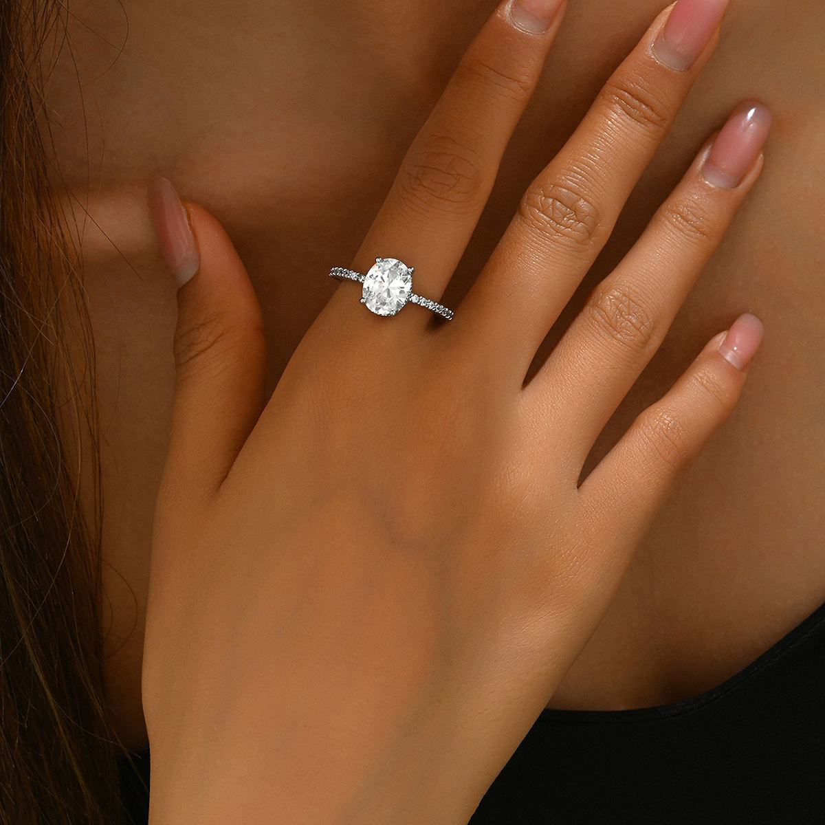 Soft Sweet Women Adjustable Open Ring, Korean Style Cubic Zirconia Inlaid Niche Versatile Finger Hand Jewelry