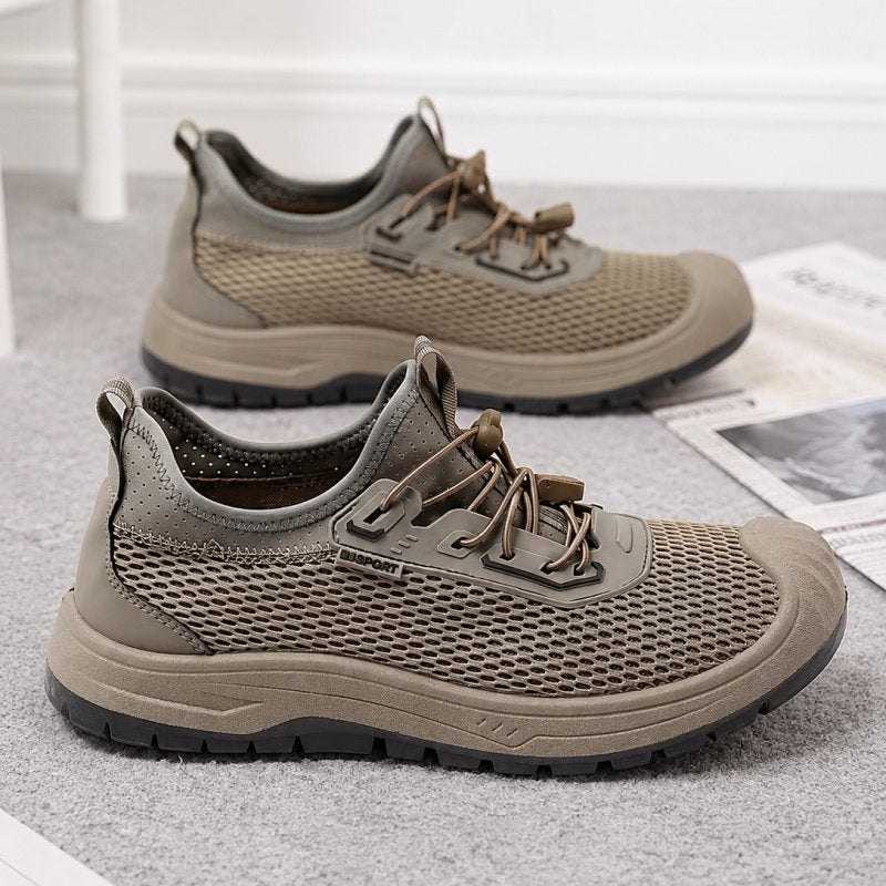 New Summer Men's Mesh Breathable Shoes, Slip-on Lazy Sneakers, Non-slip Soft Sole Outdoor Casual Footwear