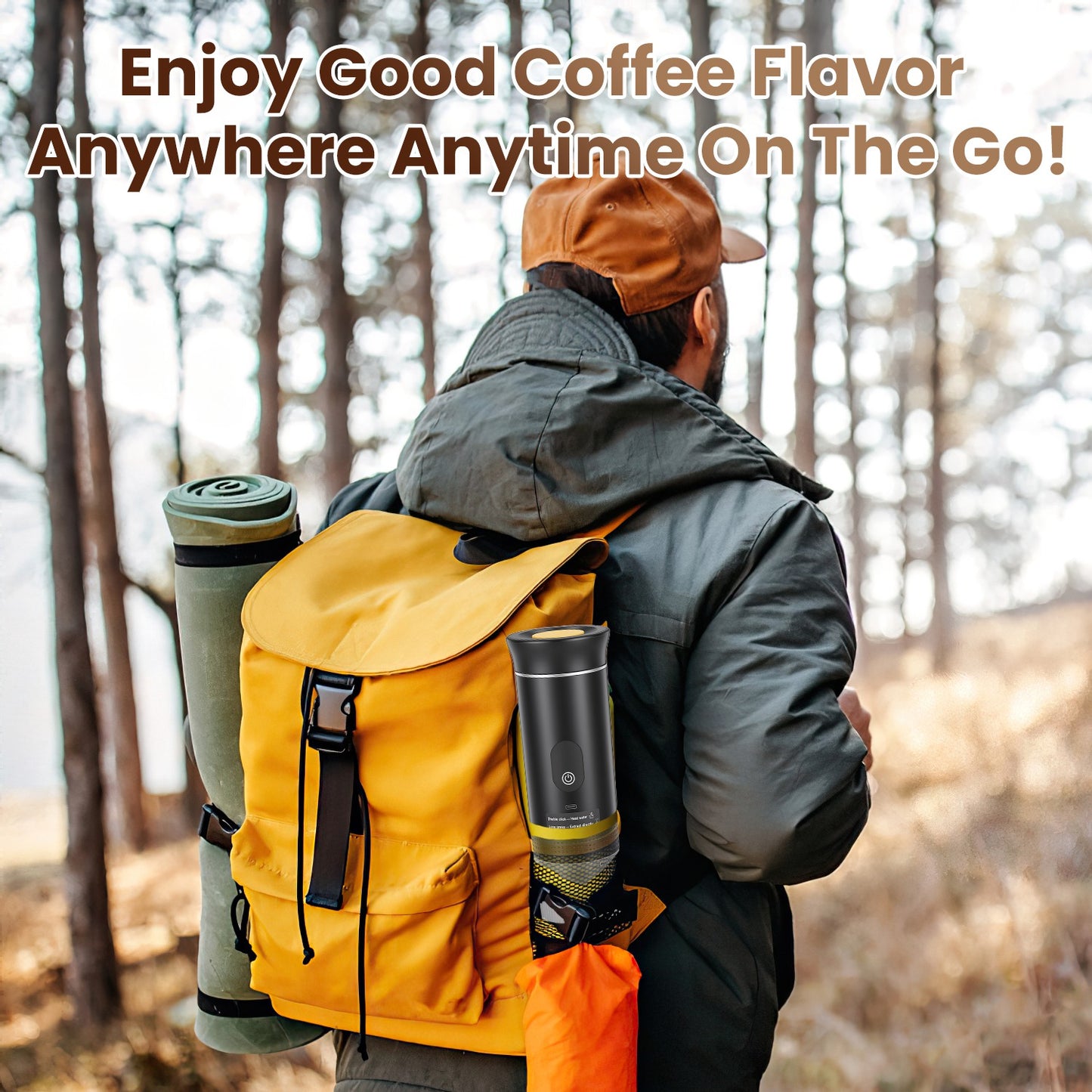 3 In 1 Portable Espresso Machine Cordless Mother Day Self Heating Coffee Maker With 7500mAh Battery Heating 20Bar Pressure Anti Dry Burn Fit For Ground Coffee Capsules For Camping Hiking RV Home