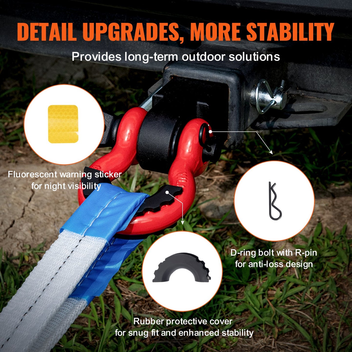 Shackle Hitch Receiver 2", 66000 Lbs Breaking Strength, D Ring Shackle With Trailer Hitch Lock Pin, Heavy Duty Towing Accessories For Trucks, Jeeps, Off-Road Vehicle Recovery, Aluminum Alloy