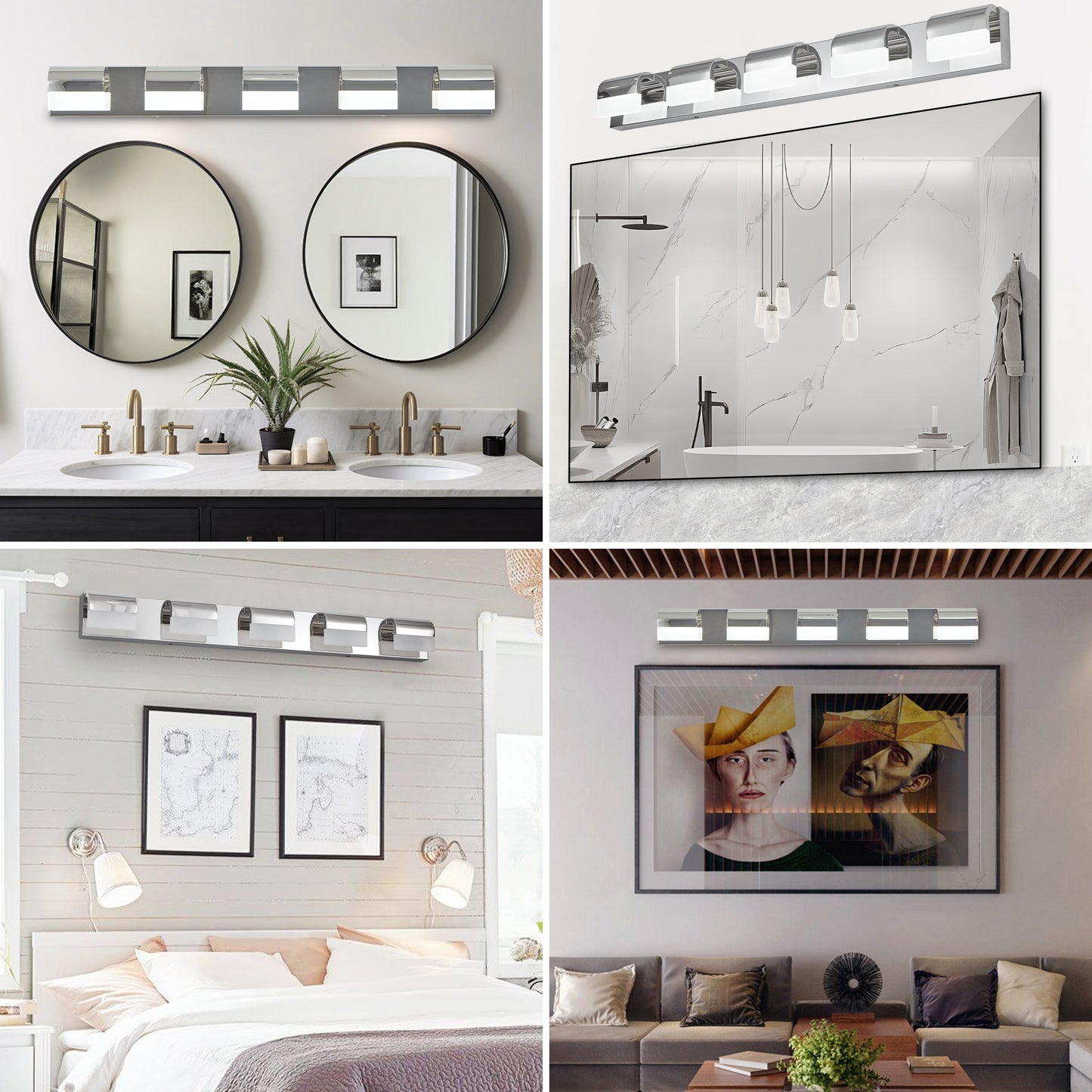Modern Bathroom Vanity Lighting 5-Light LED Vanity Lights Over Mirror Bath Wall Lighting