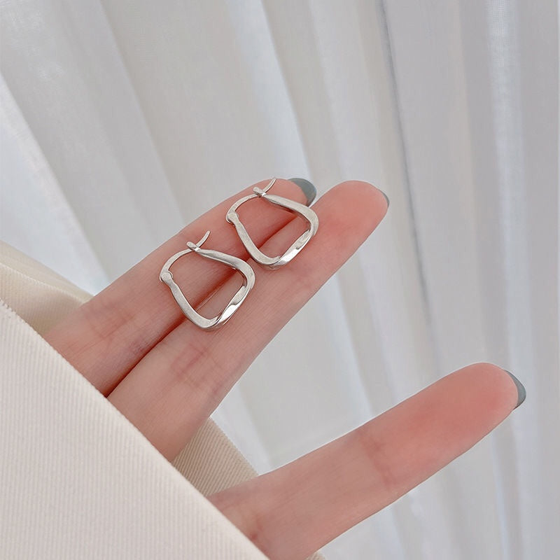 1pcs 999 Sterling Silver Twisted Square Hoop Earrings, Modern Trendy Style, Ideal For Birthday & Graduation Gifts