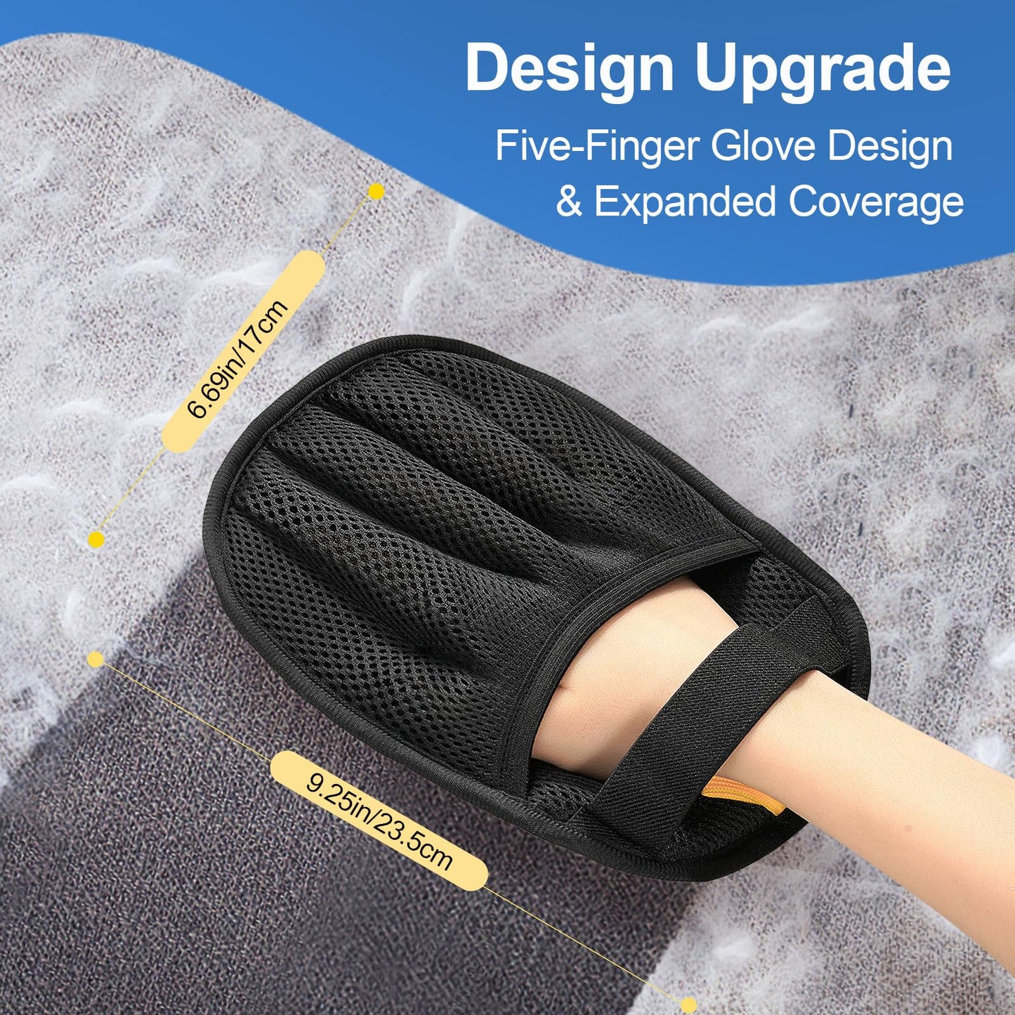 Pet Hair Removal Glove For Cats & Dogs, Upgraded Five-Finger Electrostatic Pet Hair Glove, Reusable Magic Brush Pet Hair Remover Tool For Laundry, Couch, Carpet, Car Seat