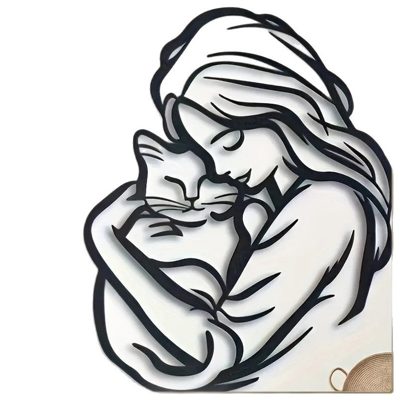 Beauty And Cat Living Room Cafe Wrought Iron Wall Decoration