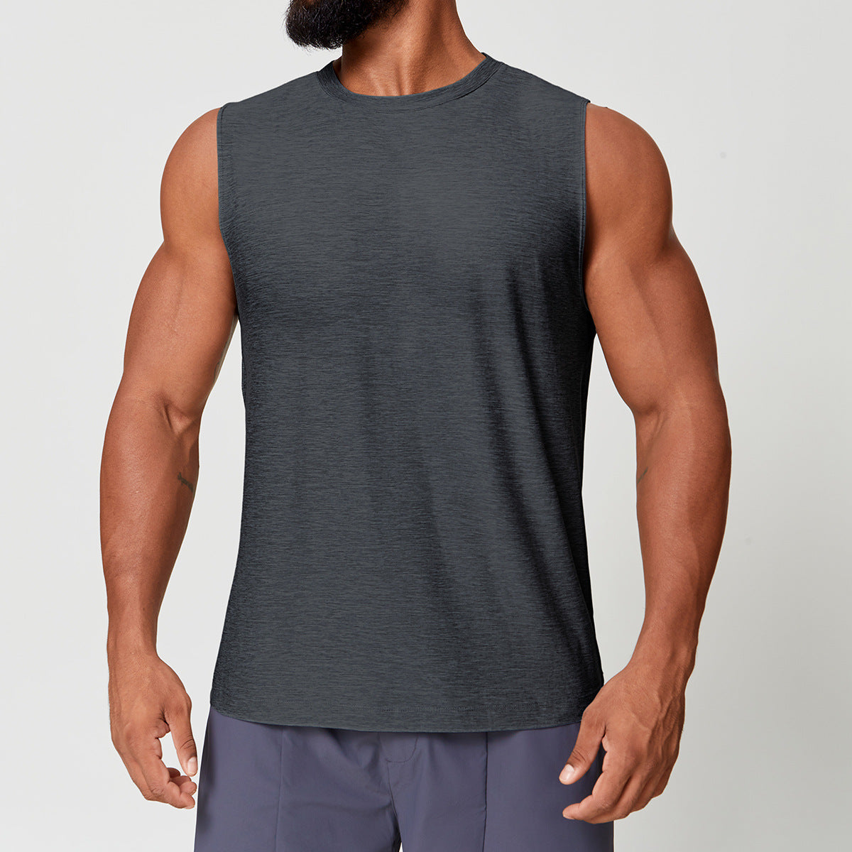 Mens Skin-friendly Quick-drying Two-tone Sports Vest For Fitness