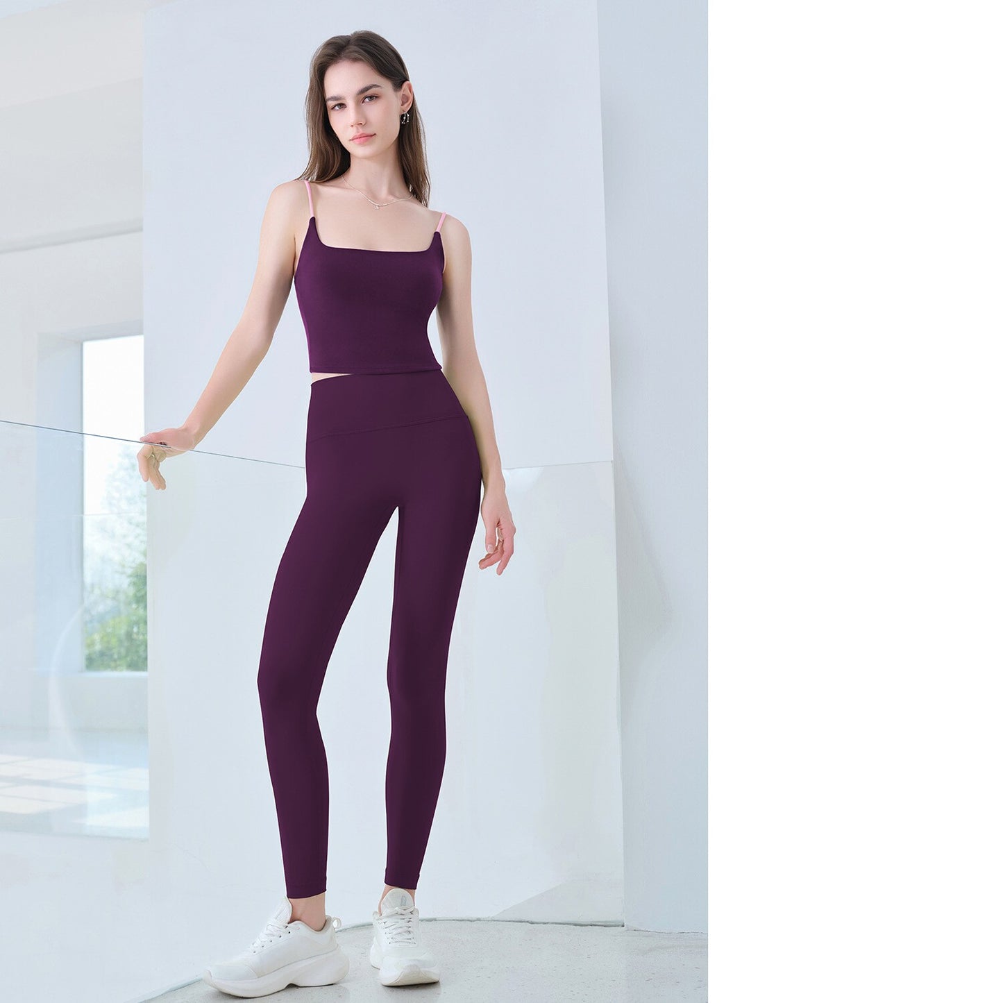 Color-blocked Casual Women's Yoga Camisole Vest For Sports And Fitness, Thin Straps, Back-flattering Design, Anti-chafing, Suitable For Outer Wear